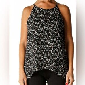 Banana Republic Black Geometric Print Casual Tank Top Size Small